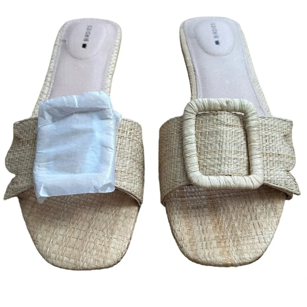 SOLD:Birdies Women's The Kiwi Raffia Sandal - Tan, 8US - Picture 4 of 11